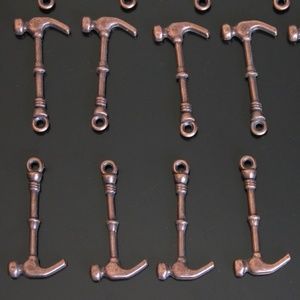 Hammer Charm Pendant Antiqued Copper Metal 21 pcs.